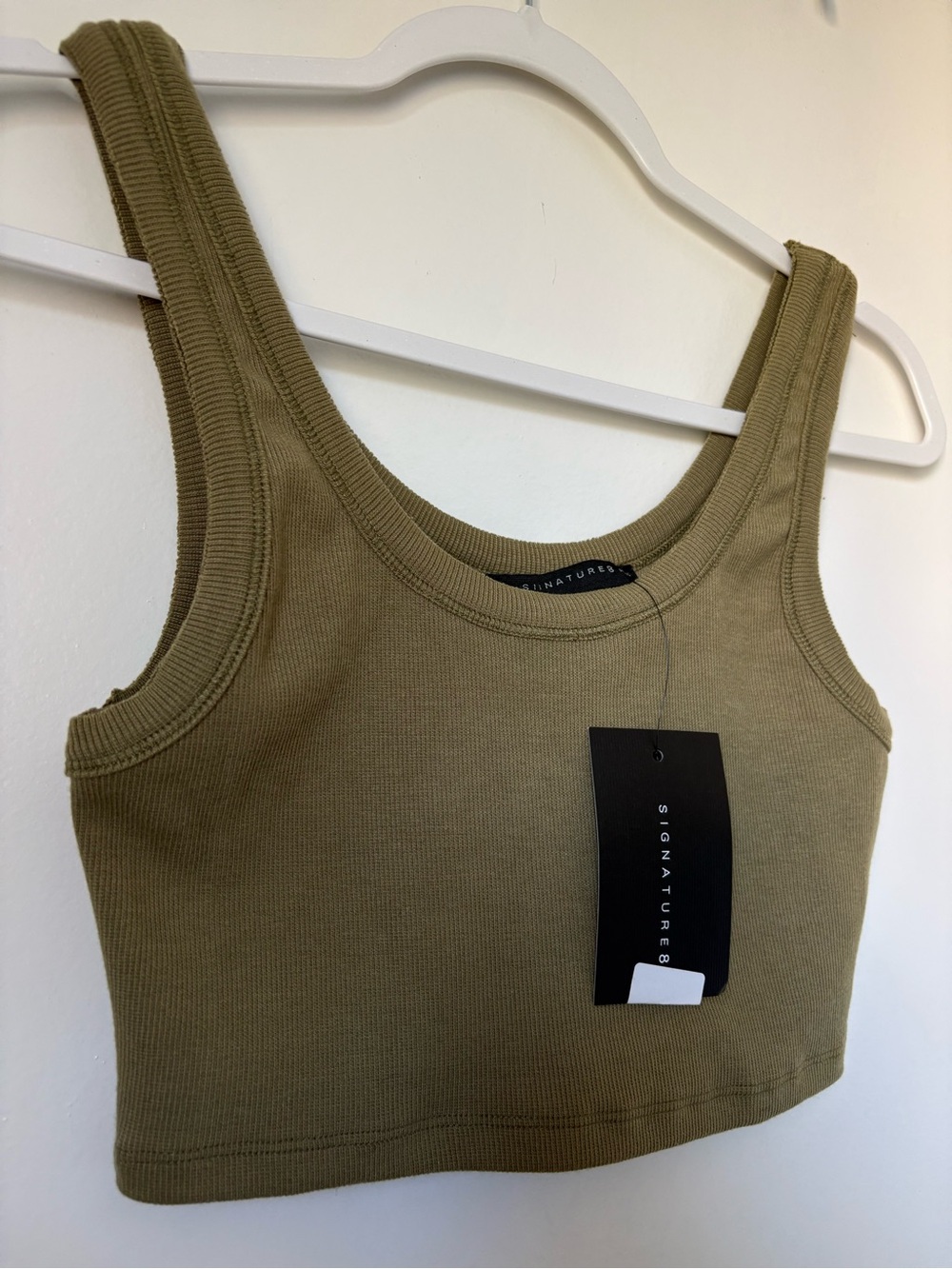 Signature8 Olive Ribbed Cropped Tank - Picture 2 of 3
